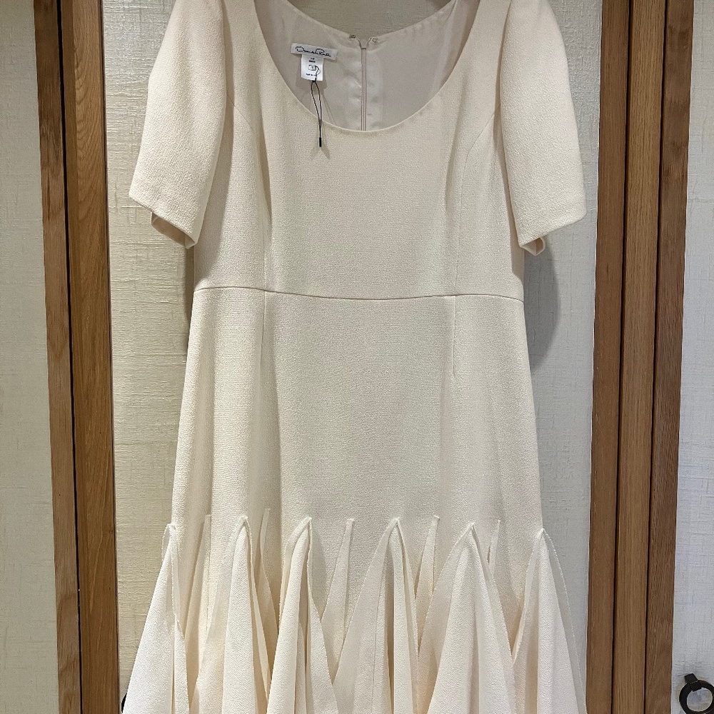 OSCAR de la RENTA Ivory Wool Dress, Size 12
